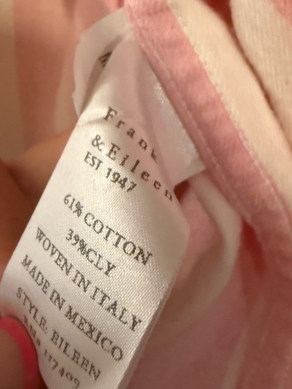 Frank & Eileen Pink & White Stripe Button Up Shirt Small Cotton Italian Fabric - Picture 6 of 6